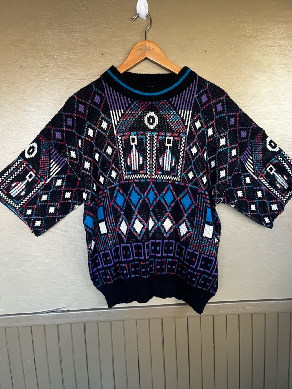 1980’s McGregor Geometric Southwestern Short Sleeve Crewneck Sweater Large